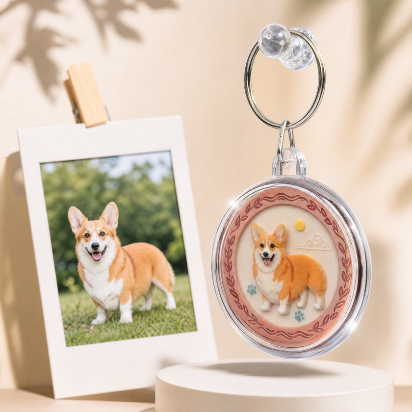 Custom Pet 3D Badge - Round No Hole